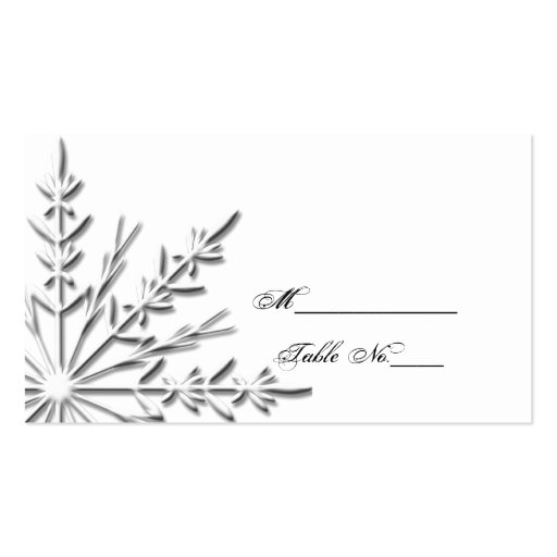 Snowflake Wedding Place Card Business Card Template (front side)