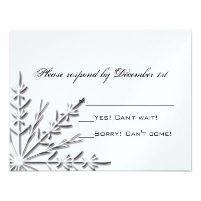 Snowflake Wedding RSVP Response Card Invitations