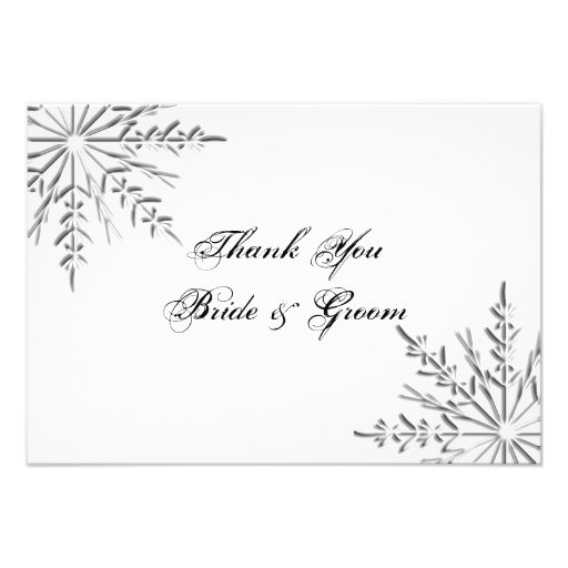 Snowflake Wedding Thank You Notes - Flat Personalized Invitation