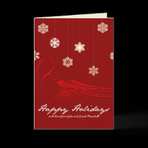 Snowflake Wings Red Holiday Christmas Card
