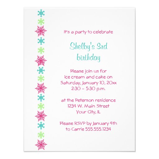Snowflake Winter Birthday Invitation