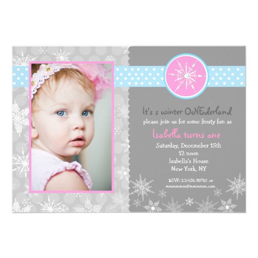 Snowflake Winter Birthday Party Invitations Photo