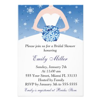 Snowflake Winter Bridal Shower Invitation Wedding