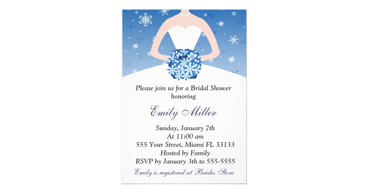 Snowflake Winter Bridal Shower Invitation Wedding