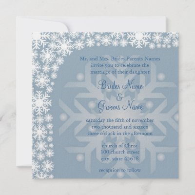 Snowflake Winter Wedding Invitation Ice Blue by Willowdesign