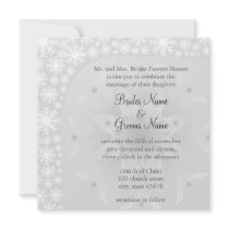 Snowflake Winter Wedding Invitation - Ice Gray