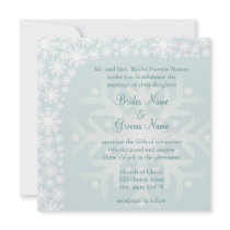 Snowflake Winter Wedding Invitation - Ice Green