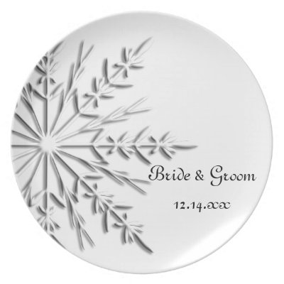Snowflake Winter Wedding Plate by loraseverson