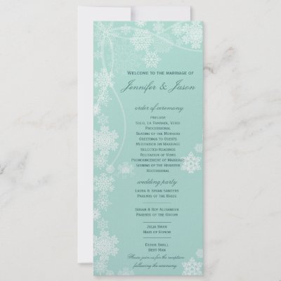 Snowflake Winter Wedding Reception Program Personalized Invite by 