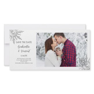 Snowflake Winter Wedding Save the Date Photo Card