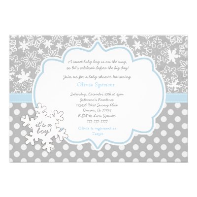 Snowflake Winter Wonderland baby shower invitation