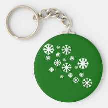 Snowflake with Green Background Key Chain