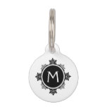 Snowflake Wreath Monogram in Black and White Pet Tag