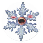 Snowflake Zombie! Distressed Round Stickers Snowflake Zombie! Distressed Round Stickers