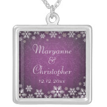 Snowflakes and Purple Damask Necklaces