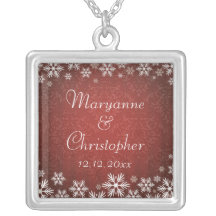 Snowflakes and Red Damask Jewelry