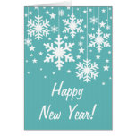 Snowflakes and Stars New Year's Card, Aqua