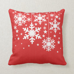 Snowflakes and Stars Pillow, Red