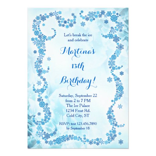 Snowflakes Birthday Invitation