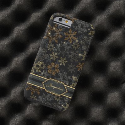 Snowflakes Black Damask Elegant Pattern Tough iPhone 6 Case