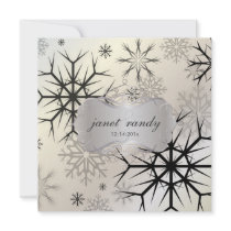 Snowflakes, Black, Winter Wedding Invitations