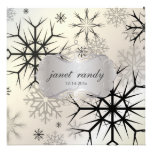 Snowflakes, Black, Winter Wedding Invitations