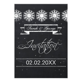 snowflakes chalkboard winter wedding invitation suite