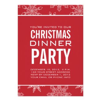 SNOWFLAKES CHRISTMAS DINNER PARTY INVITATION
