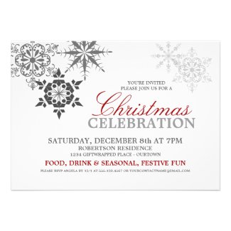 Snowflakes Christmas Party Personalized Announcements