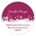 Snowflakes Christmas red holiday address label sticker
