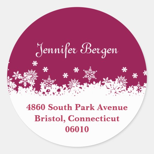 Snowflakes Christmas red holiday address label Stickers