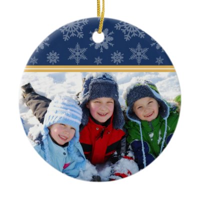 Snowflakes Custom Christmas Ornament (navy)