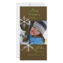 Snowflakes ~ dark chocolate, green christmas photo cards