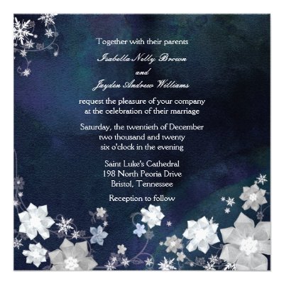 Snowflakes & Flowers Trendy Winter Wedding Invites
