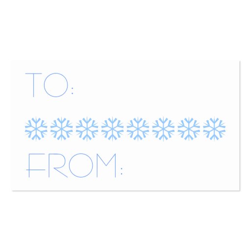 Snowflakes Gift Tags Business Cards (back side)