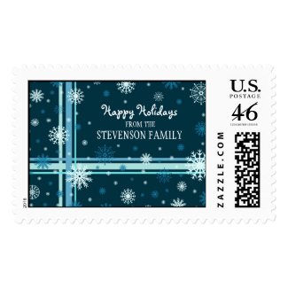 Snowflakes Happy Holidays Custom Name Stamps