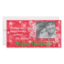 Snowflakes Holiday Photo Card Red photo cards by novelconcept Snowflakes Holiday Photo Card Red photo cards