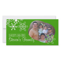 Snowflakes IN Green Photo Card photo cards