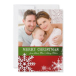 Snowflakes Merry Christmas Family Photo Announcements