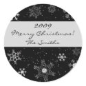Snowflakes on Black Diamond Background Stickers by jbranam Snowflakes on Black Diamond Background Stickers