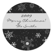 Snowflakes on Black Diamond Background Stickers by jbranam Snowflakes on Black Diamond Background Stickers