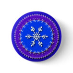 Snowflakes on Blue &amp; Purple Pinback Buttons