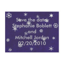 Snowflakes on blue, Save the date, announcements postcards
