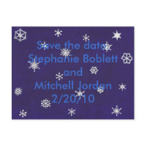 Snowflakes on blue, Save the date, announcements postcards