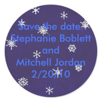 Snowflakes on blue, Save the date, announcements stickers by Cherylsart Snowflakes on blue, Save the date, announcements stickers