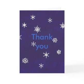 Snowflakes on blue, Wedding Thank you cards card