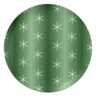 Snowflakes on Green plate