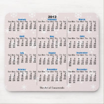 Snowflakes on pink mousepad/ calendar mousepads
