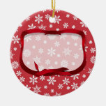 Snowflakes on Red Background Christmas Ornaments
