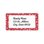 Snowflakes on Red Background Personalized Address Labels